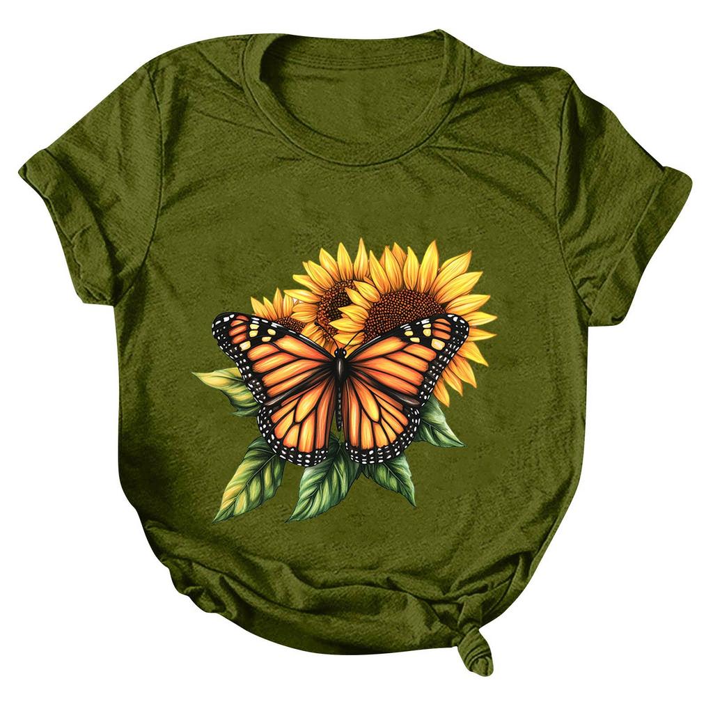 Женская модная повседневная футболка с круглым вырезом и принтом, пуловер с короткими рукавами, топ