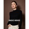 Женский вязаный свитер Basic House из смесовой шерсти с полуворотником