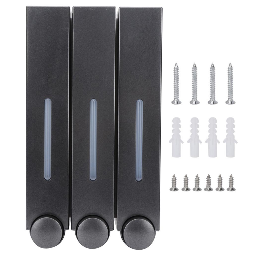 Wall Mount Shower Liquid Soap Dispenser Three Head Shampoo Dispensers for Hotel Bathroom6028 Black