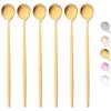 6Pcs Gold Coffee Tea Stirring Spoon Long Handle Ice Cream Dessert Spoons Mini Scoop Stainless Steel Kitchen Tableware Utensils