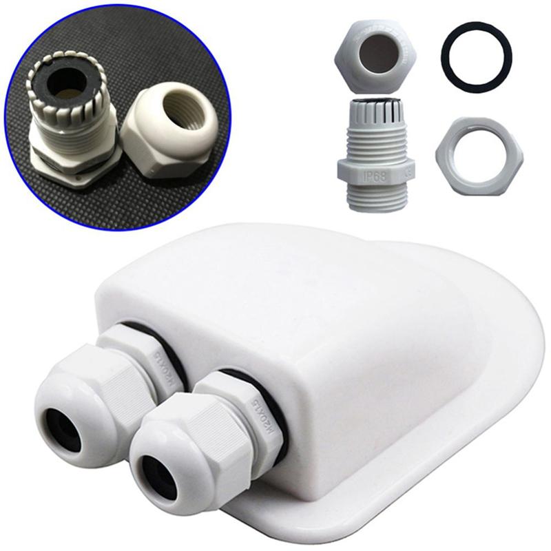 5X Double Wire Entry Gland Box Solar Panel Roof Wire Entry Gland Box Cable Motorhome Double Hole RV Yacht-A99D