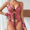 Женский сексуальный набор shapewear-белья с вышивкой в форме сердца. Тонкий, на бретельках, с цветовыми блоками,Push-Up бюстгальтер и комплект трусиков