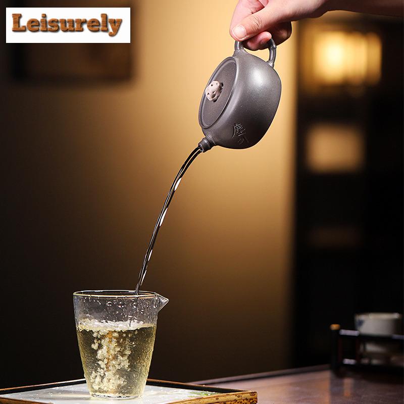 200 мл антикварный чайник из фиолетовой глины Исин, ручная работа, горшок из камня озера Тайху, необработанная руда, сталь, серый глиняный чайник, чайный сервиз Zisha, подарок