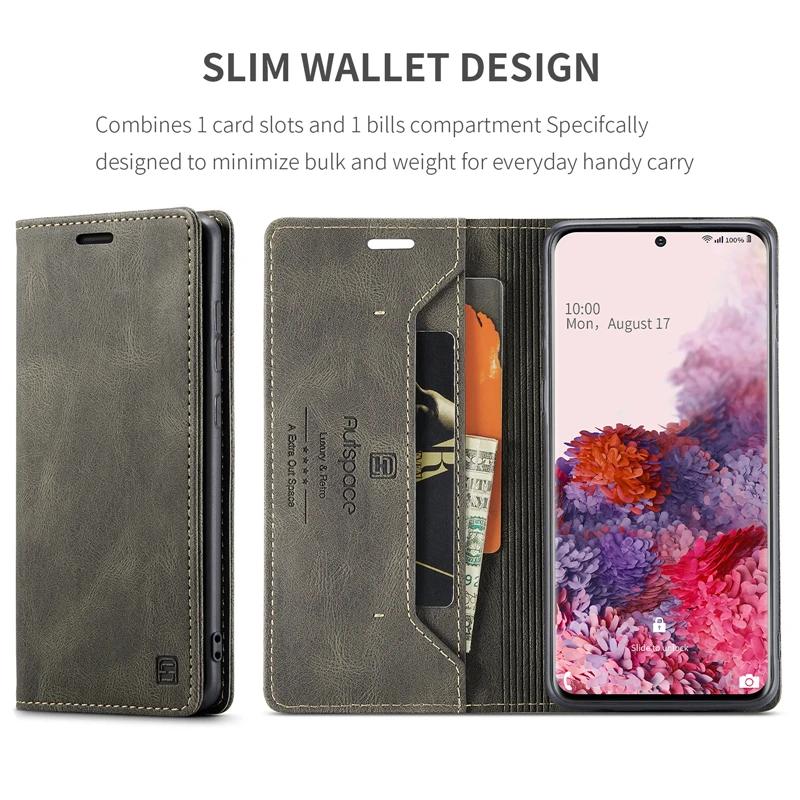 Чехол-книжка из кожи для телефона Samsung Galaxy S21 FE S20 Plus S22 S23 S24 Ultra S25 Edge Note 20 с магнитным кошельком и отделением для карт, Coque