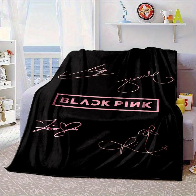 Black And Pink Fashion Blanket Flannel Blanket for bed, sofa, Camping, Hiking, Picnic Essentials, gift for family Fan gifts