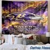 Custom Name baltimore Ravens Logo Printed Tapestry, for Bedroom,Livingroom, dormitory, Large Wall Decor, Fabric Decor Fan Birthday Gifts