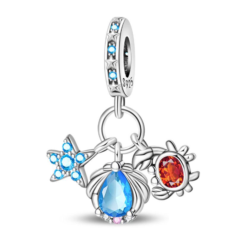 Ocean Модные Шармы-Подвески из Серебра 925 Пробы Дельфин Краб Лодка Пляж Бусины Подходят для Браслетов 3 мм Оригинальные DIY Продуманные Изделия Тонкой Работы Подарки