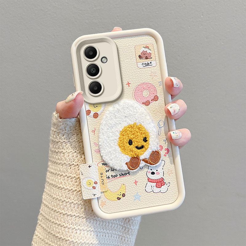KEYSION Мультяшный Милый Плюшевый Вышитый Чехол для Samsung A05S A04S A13 5G со Шнурком Противоударный Чехол для Телефона для Galaxy S23 FE 5G
