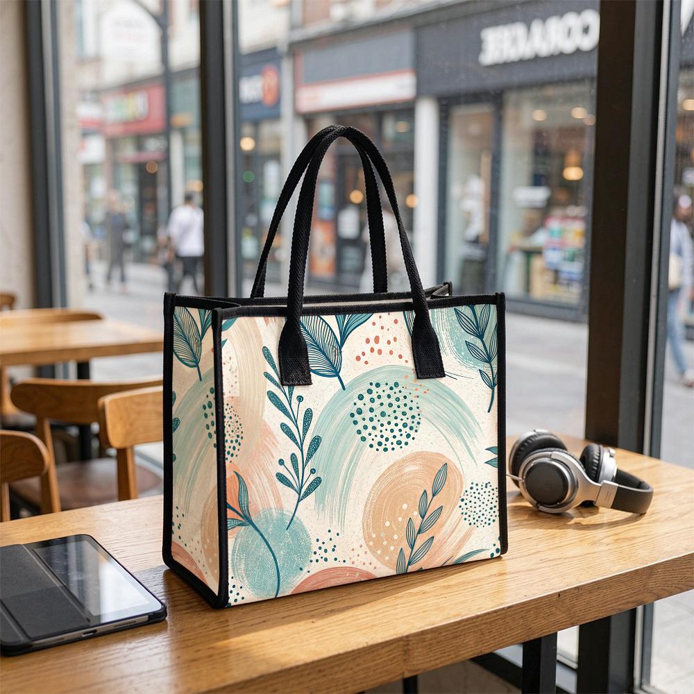 Boho Floral Print Tote Bag Fashion Casual Large Capacity Daily Use Shoulder Handbag