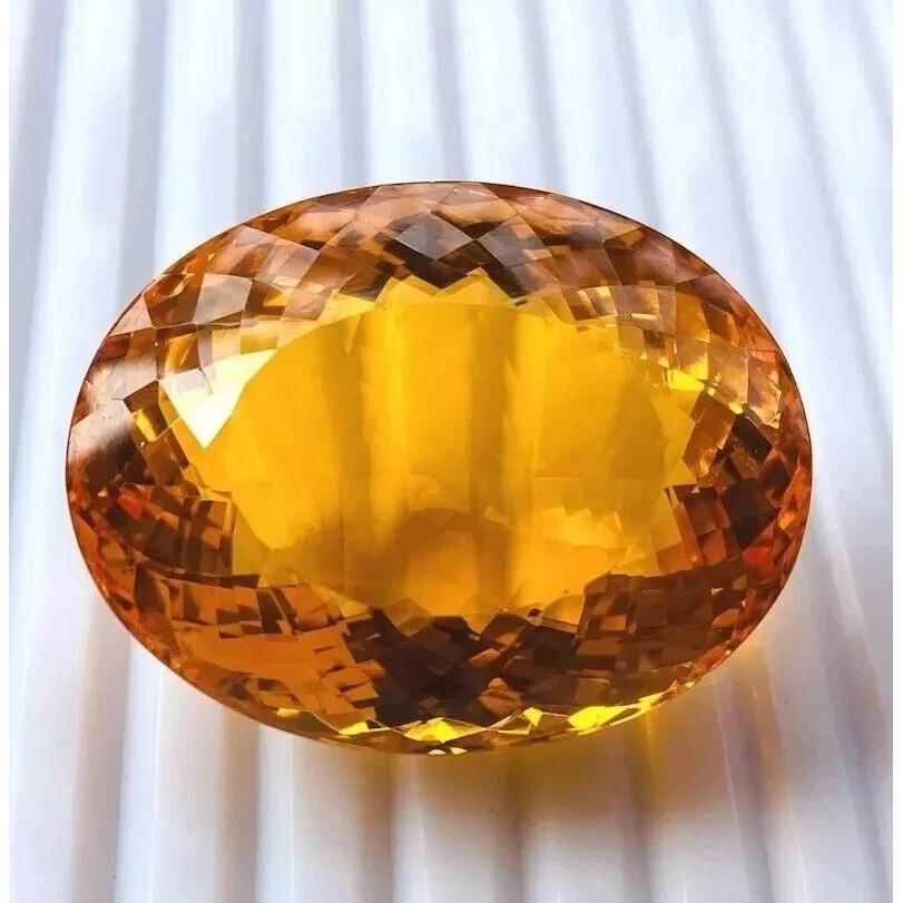 Shine Yellow Topaz Brazilian Natural 210 Ct Oval Cut Stunning Gemstone