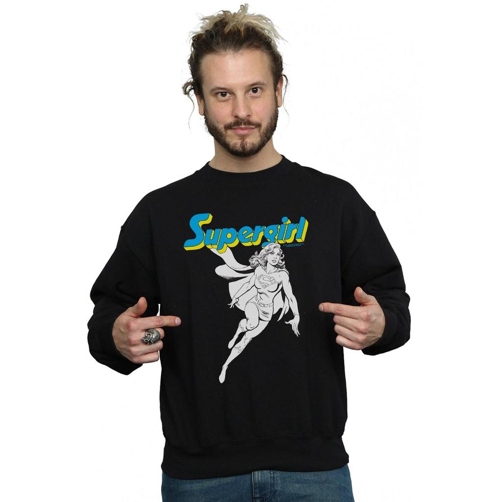 DC Comics Mens Supergirl Mono Action Pose Sweatshirt