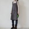 Simple Pocket Apron Cotton Household Waterproof Apron Durable Unisex Work Clothes  Coffee Shop