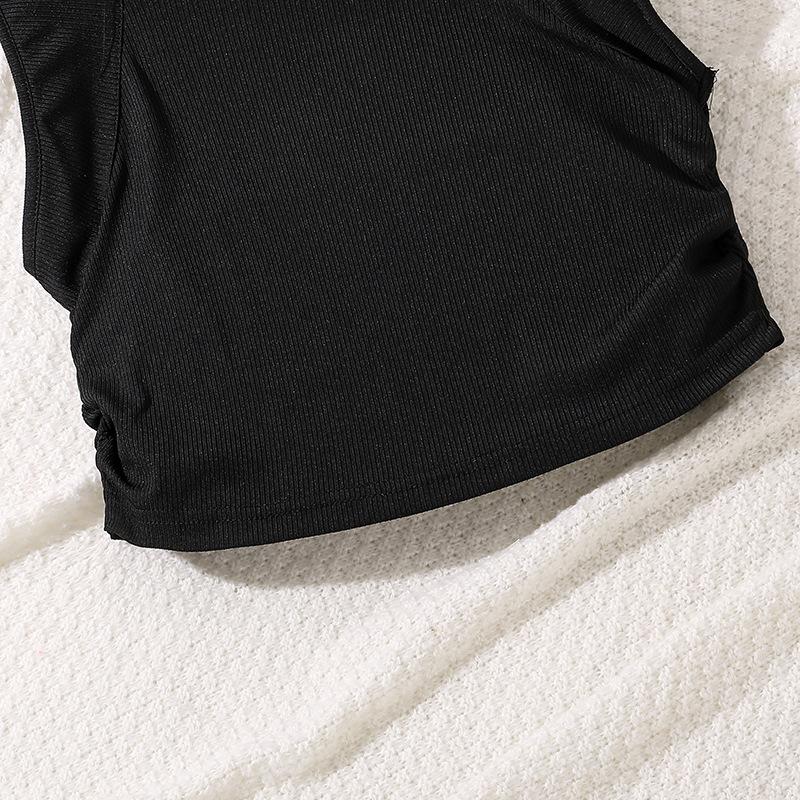 Одежда для девочек, летняя новая юбка-бюстье с принтом + трикотажный топ без рукавов 7-12 лет, детский костюм с юбкой