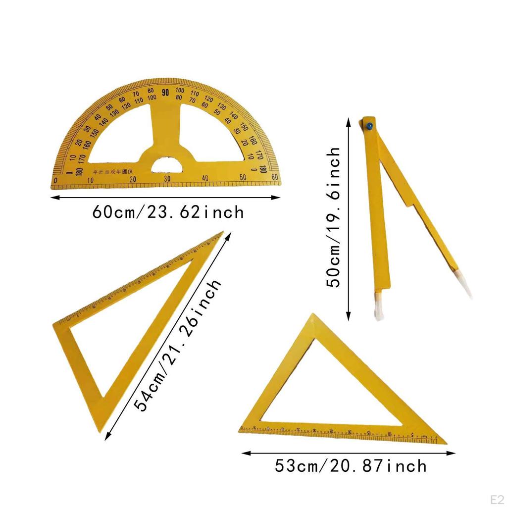 4 Pack Geometry Set for Whiteboard, Math Tools, Ruler And Compass Engineering School Use