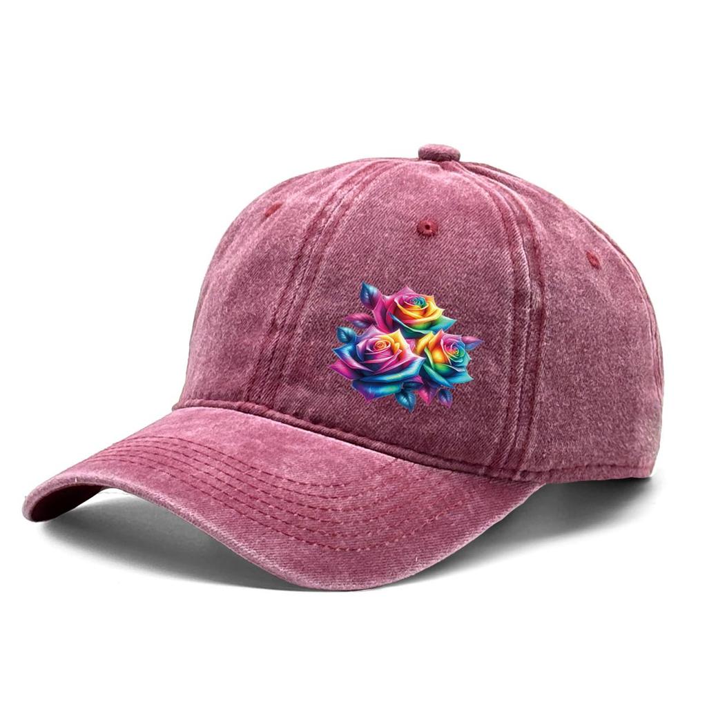 Colorful Flower Print Snapback Baseball Hat, Dad Hat Casual Slouchy Inelastic Lightweight Adjustable Sun Hat