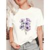Oversized T Shirt Black Purple Flowers Print Casual Wear For Women Summer Outfit Street Style Fashion Top