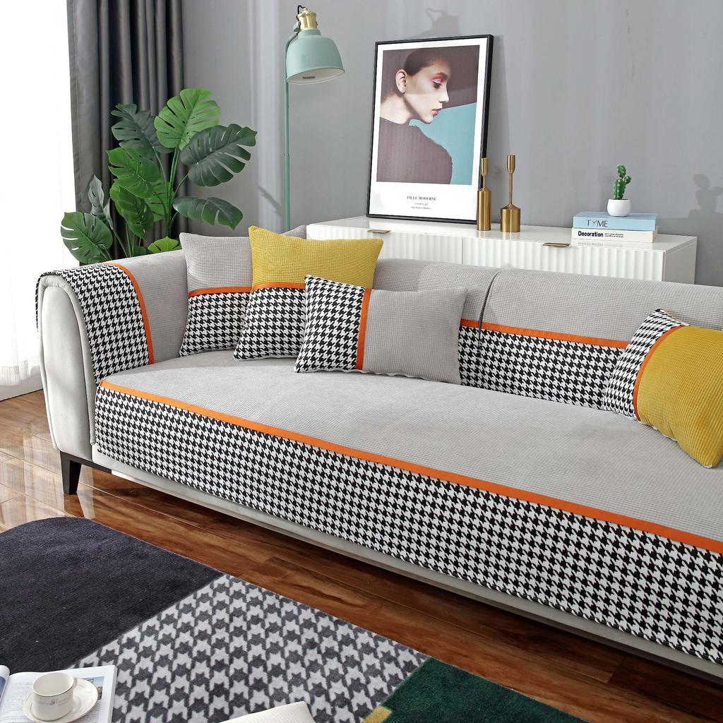 Универсальная подушка для дивана с узором «гусиные лапки» на четыре сезона, современная простая нескользящая подушка для дивана, чехол для полотенец