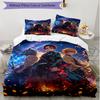 3pcs Duvet Cover Set (1*Duvet Cover + 2*Pillowcase, Without Core), Demon Slayer Print Soft All‑Season Bedding Set, Home Bedroom Decor Gift