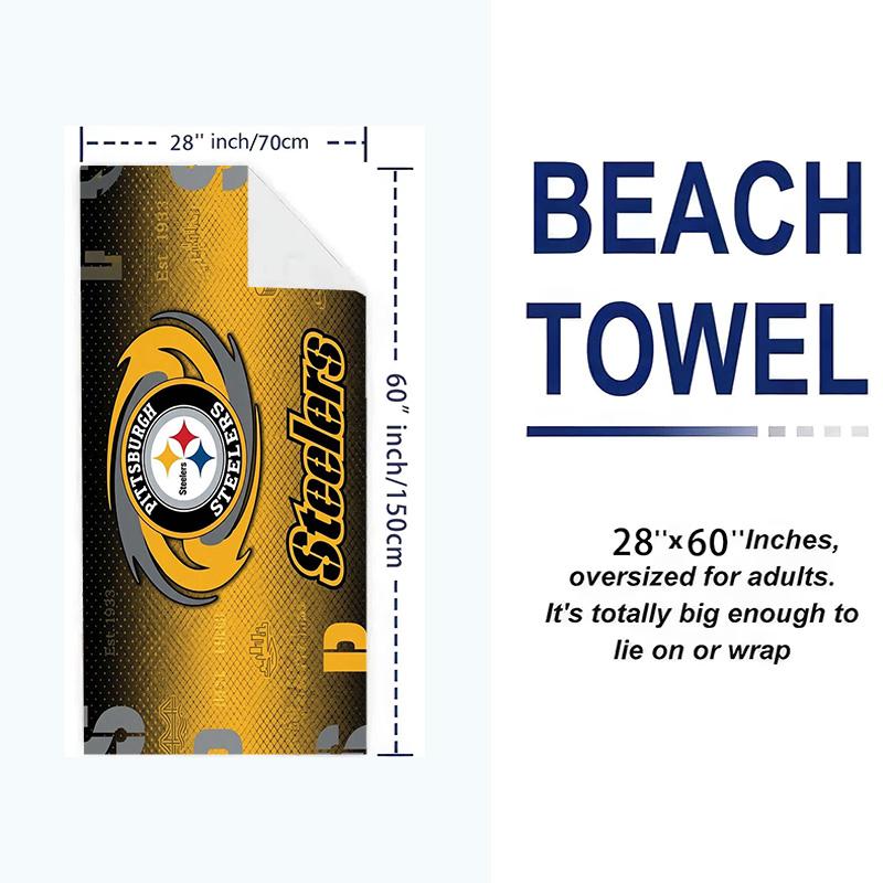 Pittsburgh Steelers Print Beach Towel, Large Soft Quick Dry Towel for Beach Camping Swimming