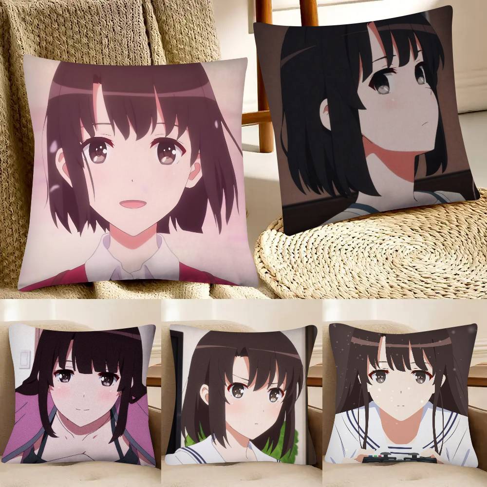 Romance Anime Saekano Pillow Case Fashion Square Pillowcase Bedroom Sofa Room Ins Decoration Leisure