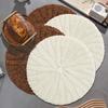 Imitation Rattan Woven Placemats Round Coaster Pastoral Tableware Mat  Living Room