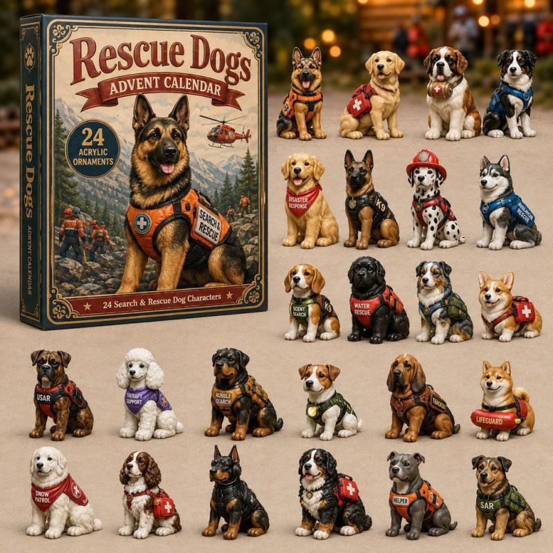 2026 Dog-Themed Christmas Advent Calendar Acrylic Blind Box Gift Kids Adults Decorative Hanging Ornament