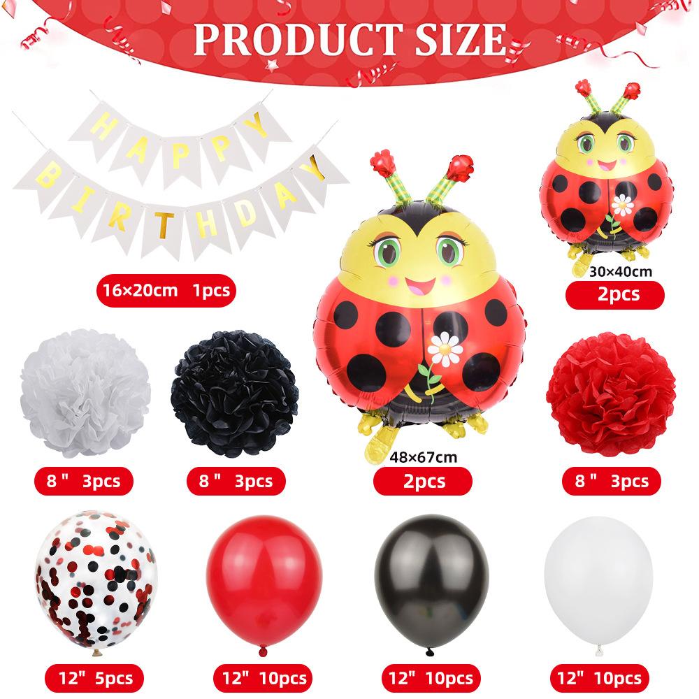 Набор шаров-божьих коровок, бумажных шаров-цветов, пчела, лягушка, насекомое, животное, вечеринка по случаю дня рождения