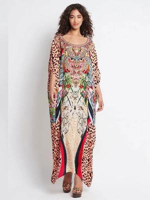 EDOLYNSA 2024, длинное кафтан с богемным принтом и рукавами 3/4, повседневное платье макси, летняя одежда, женская пляжная одежда, купальный костюм, накидка Q1484