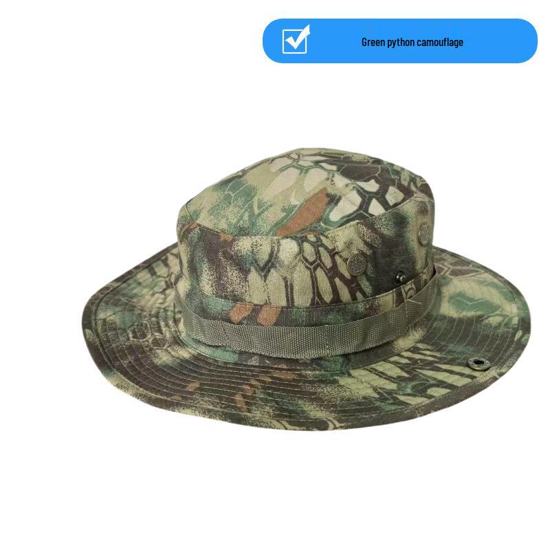 Camouflage Adjustable Outdoor Sun Hat with Chin Strap and Customizable Logo