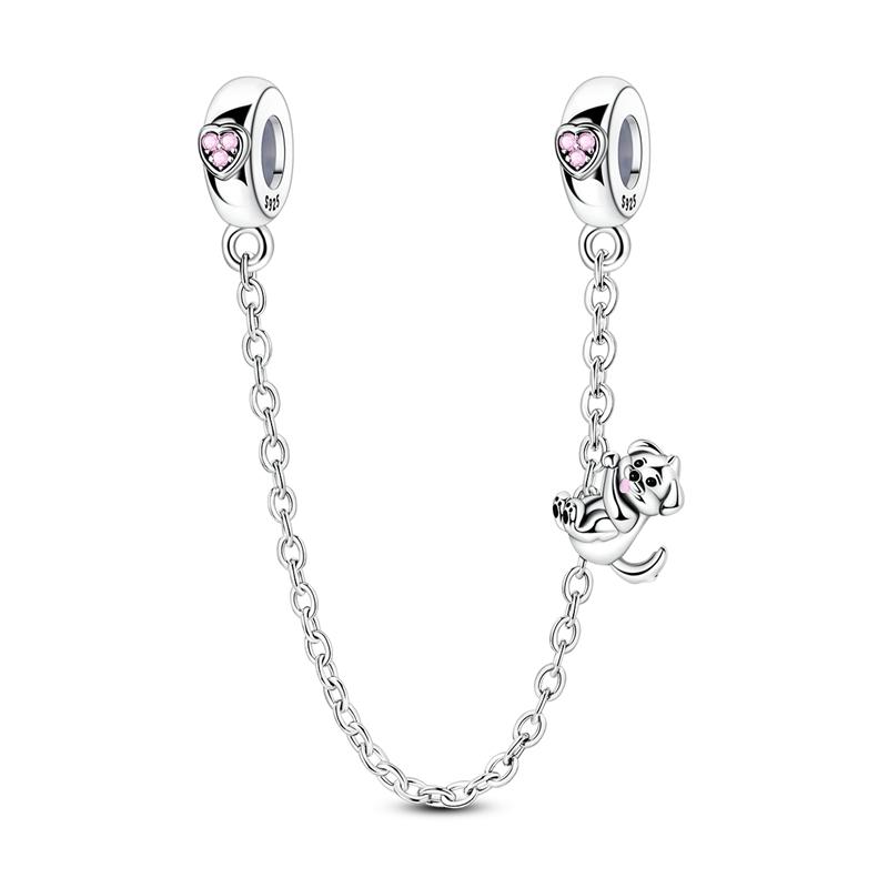925 Silver Safety Chain Clasp Charms Love Bow Star Moon Snowflake Fit for Bracelet DIY Jewelry Making
