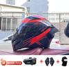 Full Face Motorcycle Helmet With Rear Wing Bluetooth Headset Men All Season Electric Bike Motorbike Riding Safety Gear