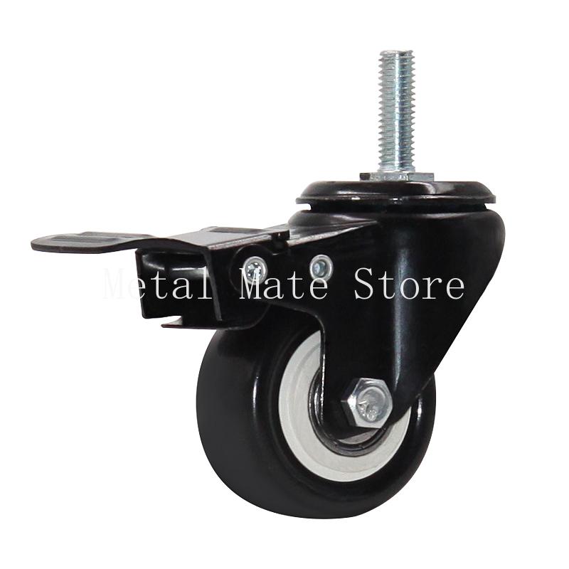 4pcs 50mm Heavy-Duty Black Swivel Castor Wheels 180kg Capacity 2-Inch Rubber for Furniture Trolley Home Office Caster