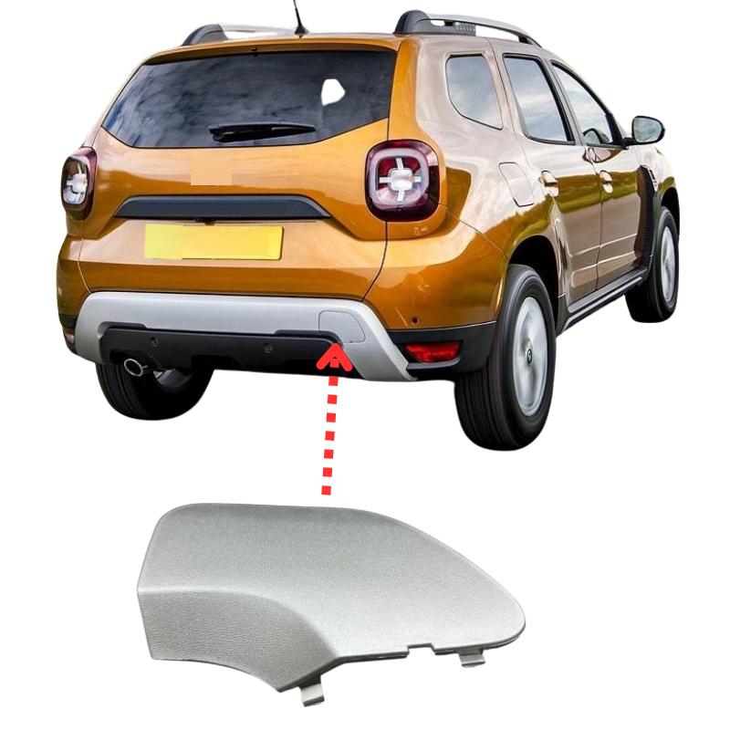 New Rear Bumper Tow Hook Cover Caps for Dacia Duster 2018-, Silver,Gray Aftermarket, OEM Reference 511651340R 511652463R