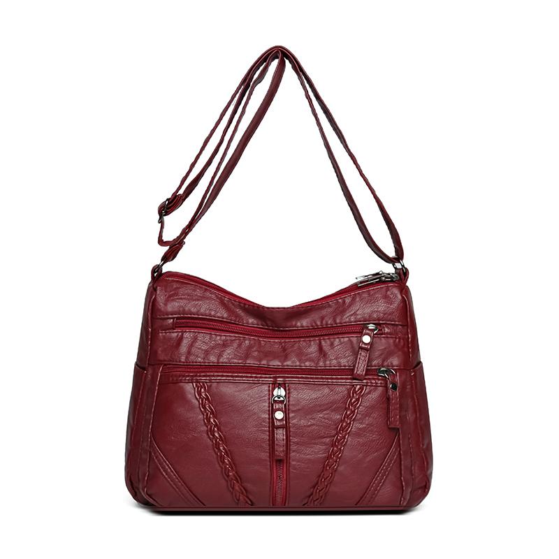 Многокарманная женская сумка через плечо из мягкой кожи, сумка для мам среднего и пожилого возраста, сумка через плечо