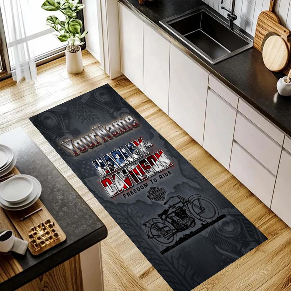 Harleydavidson Motorcycles Customize Your Name Kitchen Rug Runner Rug Laundry Mat Hallway Entryway The Best Gift Choice