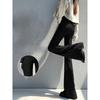 Plus Size Women's Black Flared Pants Women's Autumn Micro-flared Pants Casual Drape Horseshoe Pants Plus Velvet Pants