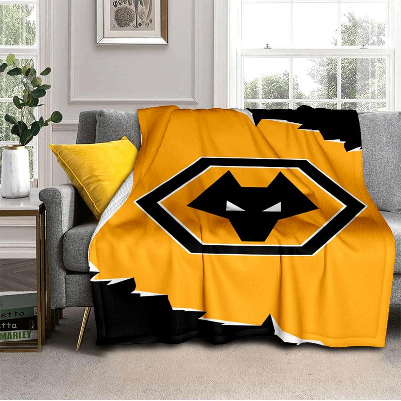Wolves Football Club Emblem Printed Throws Blanket Soft Flannel Blankets for Couch Bed Gifts for Men Women Picnic blanket Christmas gifts