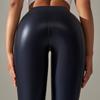 Tooxika New Style Bright Leather Stitching Leather Pants Sexy Elastic Tight High Waist Nine-point Trousers