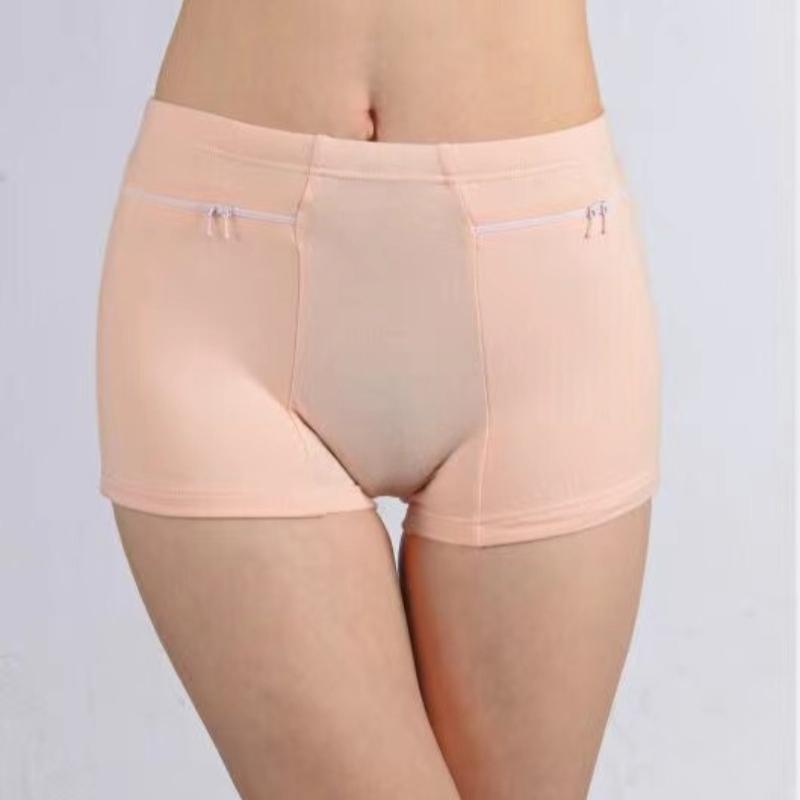 Женские хлопковые трусы, трусы с высокой талией, карманы, нижнее белье на молнии, трусы больших размеров, простые защитные шорты для пожилых женщин, брюки, шорты-бикини