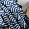 Хлопково-льняная штора в японском стиле, темно-синяя, с узором, полузатеняющая, для эркерного окна, спальни, гостиной, затемняющая