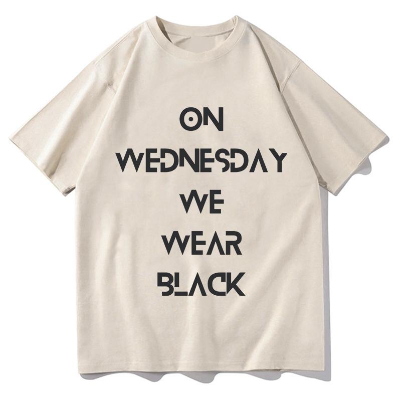 On Wednesday We Wear Black Letter Print TShirt for Unisex Summer Short Sleeve O Neck Tees Funny Pure Cotton Fashion Aesthetic Tops