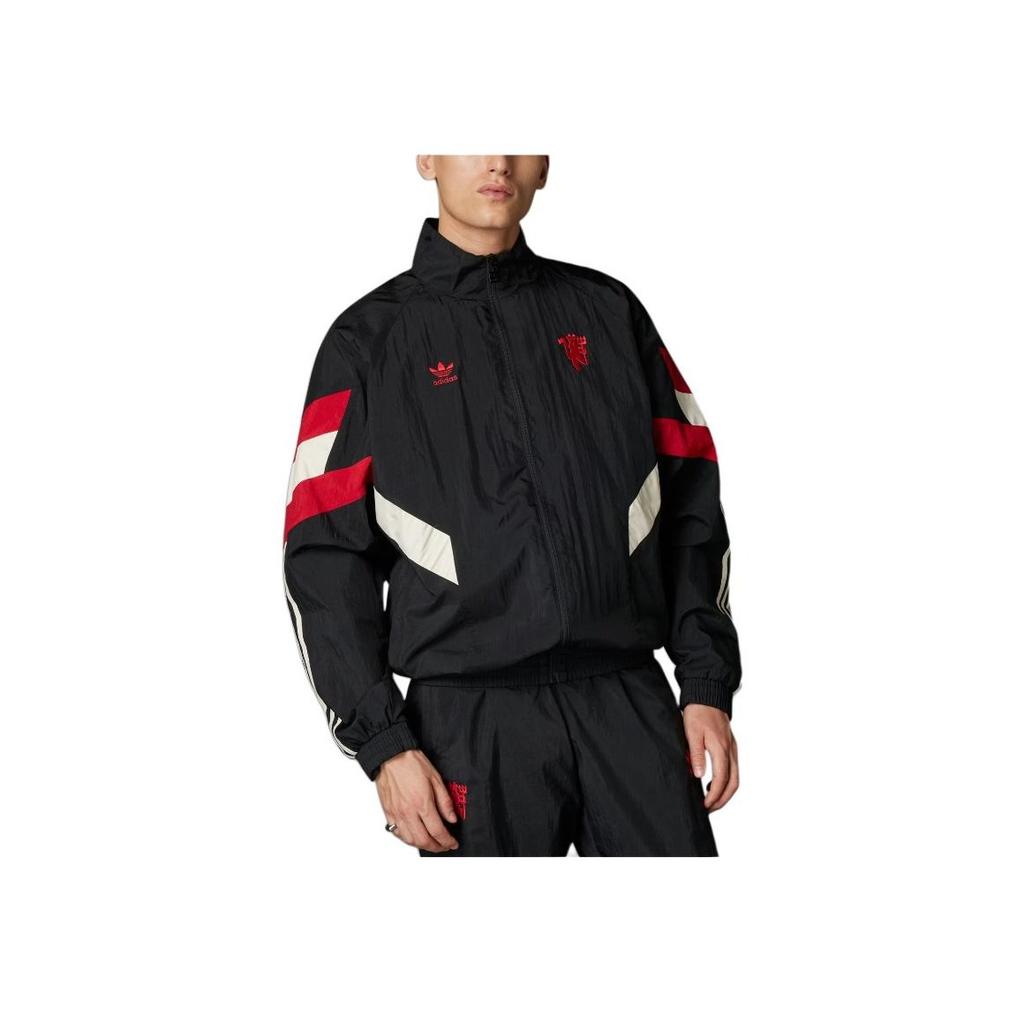 Adidas Manchester United Originals Track Top черный/красный мужской уличный стиль IS6525