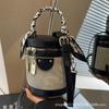 Contrasting Simple Small Bag Women's 2025 New Hand-held Cylinder Bag High-end Foreign Style Versatile Texture Retro Crossbody Bag