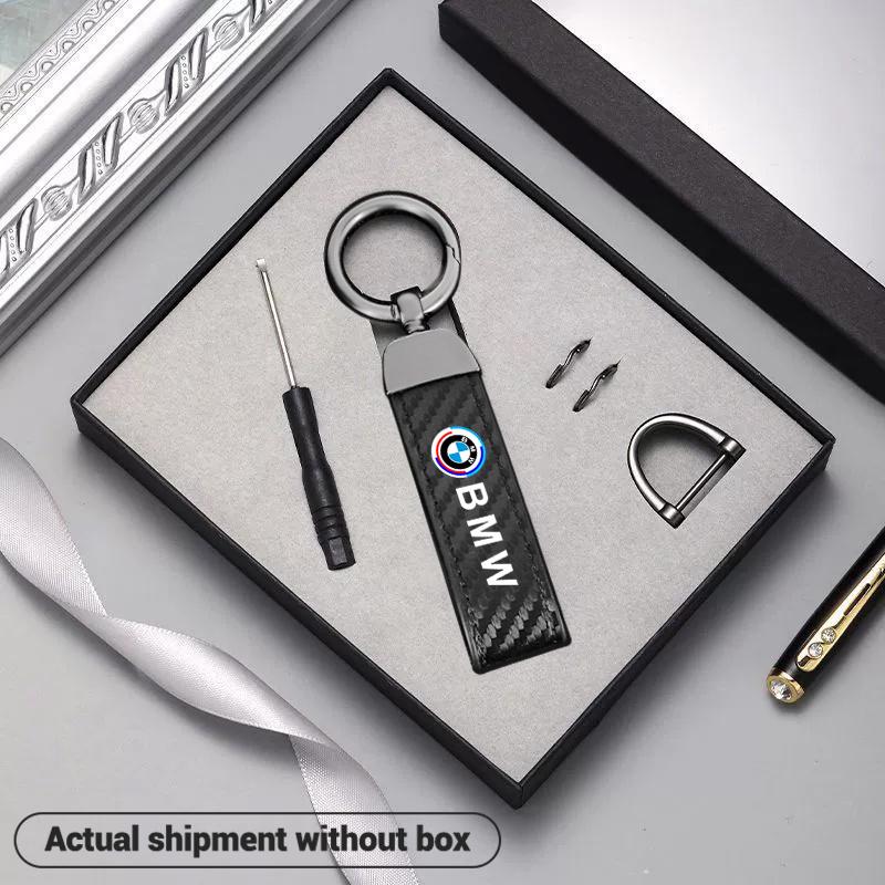 Leather Car Emblem Keychain Auto Vehicle Key Holder For BMW 50th F30 F10 E90 F20 E46 E60 E70 E39 E36 E87 E92 X6 X7 GT G30 G20 G0 bljm36