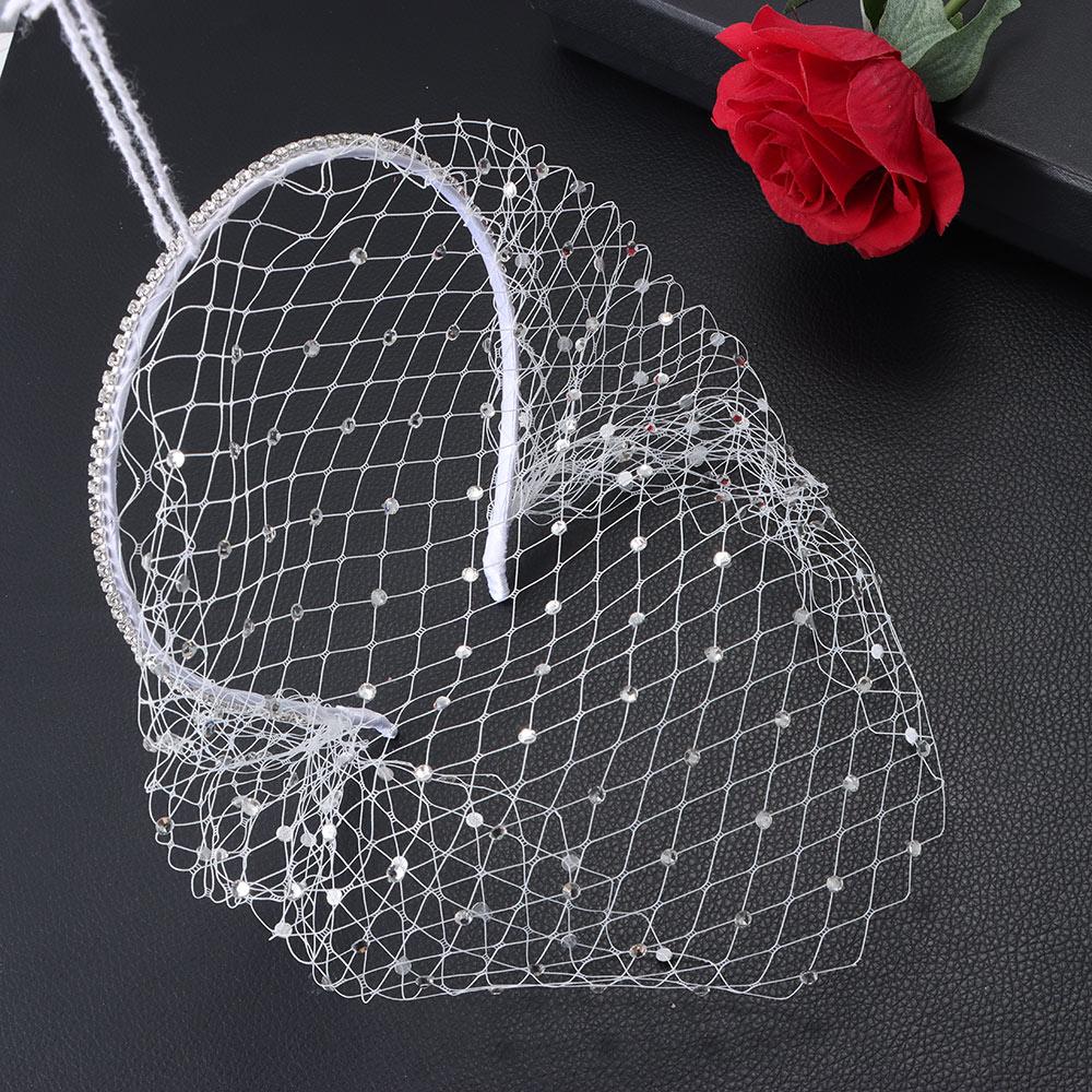 Черная сетчатая маска для лица, свадебная фата для невест, вуаль Birdcage, румяна, белая повязка на голову