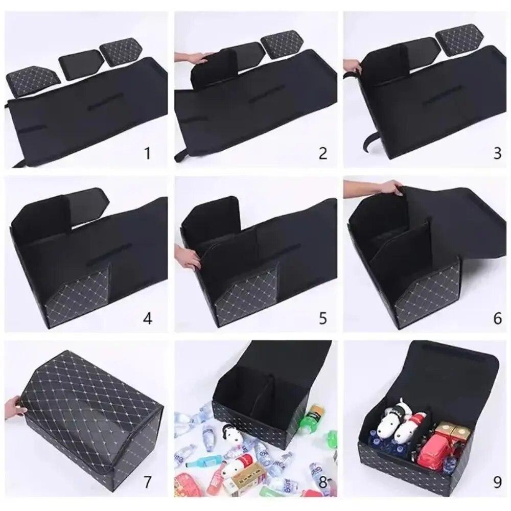 30cm Car PU Leather Trunk Storage Box Portable Foldable Storage Car Multiuse Storage Car Trunk Bag Auto Storag Box