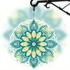 3D Mandala Flower Metal Wind Spinner for Outdoor Garden Decor Vibrant Teal Yellow Blue Design Perfect for Halloween Christmas Thanksgiving
