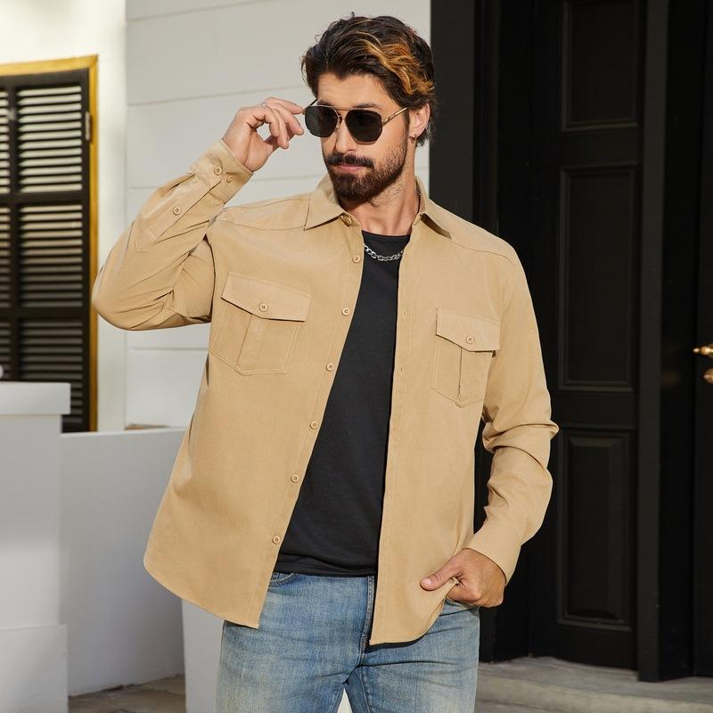 Button Up Long Sleeve Shirts for Men Lightweight Chambray Work Shirts With Pockets Men's Casual Relaxed Fit Dress Shirts Comfortable Western Shirt