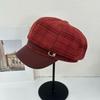 Big head circumference beret women's new spring and autumn octagonal cloud hat showing face little British temperament newsboy hat