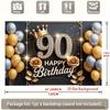 1pc Birthday 90th Gift Box Photo Booth Party Banner Golden #7871